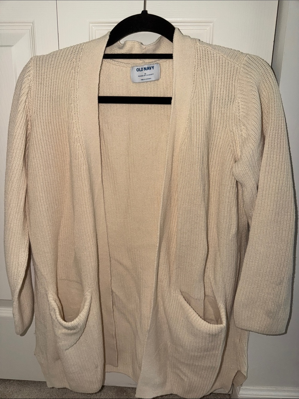 Old Navy Cream Open-Front Pocket Knit Cardigan